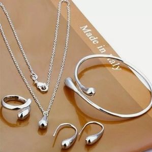 925 silver Jewelry set tear drop Necklace earrings